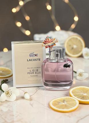 Женские духи lacoste l12 pour elle elegant (лакосте элегант) 100 мл древесные мускусные цветочные свежие сладкие стойкие шлейфовые