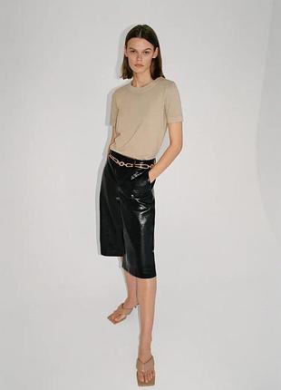 Zara новая хлопковая футболка бежевого цвета