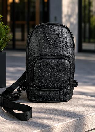Преміальний рюкзак-слінг guess vezzola (total black)