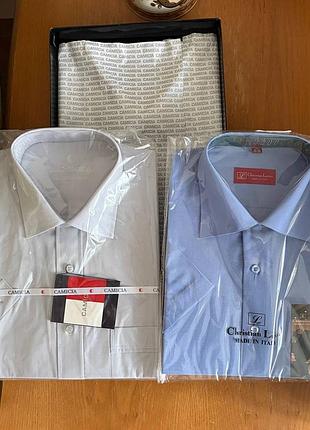 Нова чоловіча сорочка camicia classic dacron (короткий рукав, розмір l) у подарунковій коробці