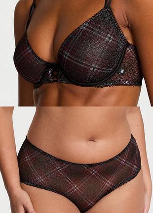 Комплект білизни victoria’s secret shimmer mesh black plaid