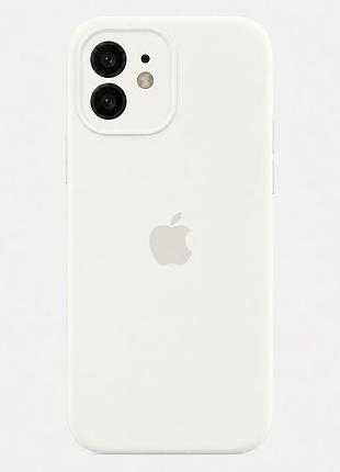 Чехол силиконовый silicone case full size с рамкой для iphone 12 защита от повреждений белый