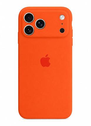 Чохол silicone case full size з рамкою для iphone 17 pro захисний із мікрофіброю всередині жовтогарячий