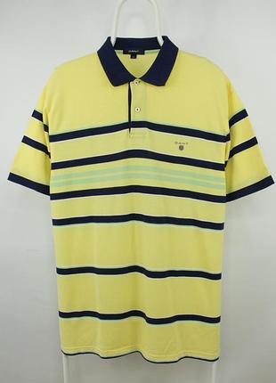Винтажное яркое поло футболка gant striped yellow polo shirt men’s