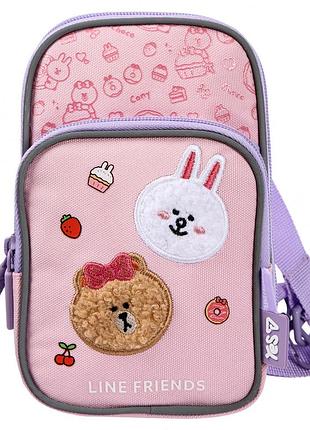 Дитяча сумка через плече для дівчаток рожева yes line friends 550570 дитячі сумочки кросбоді сумка для телефону
