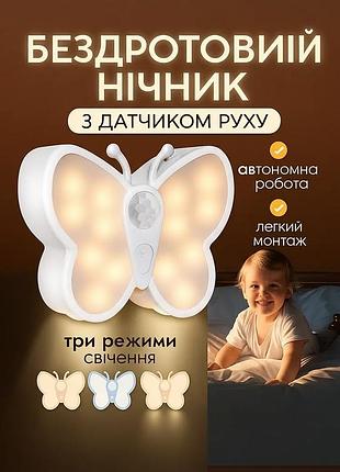 Светодиодный светильник-бра "бабочка" настенный ночник с датчиком движения.