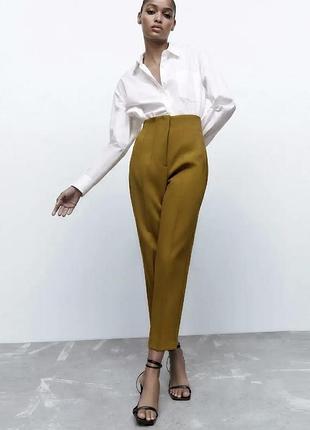 Zara хакі брюки класичного крою висока посaдка р.s