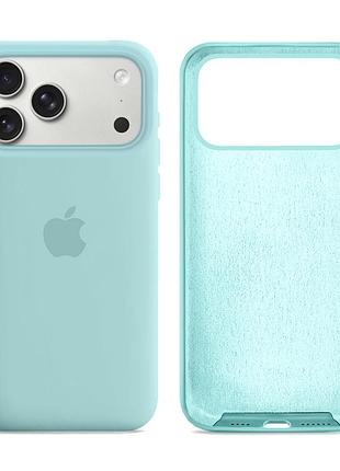 Чехол силиконовый silicone case full size для iphone 17 pro max с микрофиброй внутри защитный бирюзовый