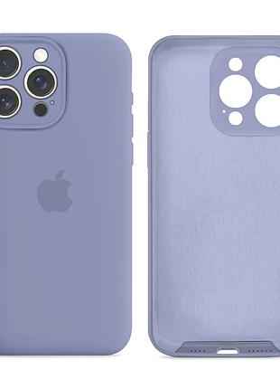 Чехол силиконовый silicone case full size для iphone 14 pro с защитой камеры и микрофиброй внутри 28.lavender grey