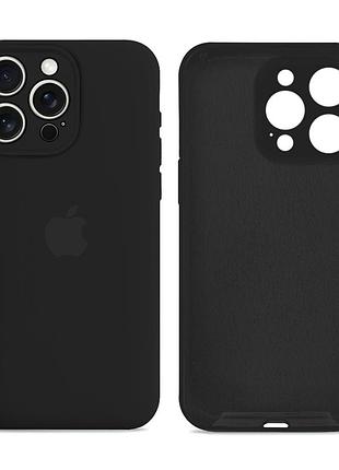 Чехол силиконовый silicone case full size с микрофиброй для iphone 14 pro max защита от повреждений black