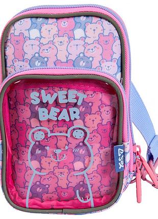 Детская сумка через плечо для девочек розовая yes sweet bear 550569 сумочки детские сумки для девочки кроссбоди сумочка