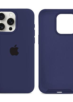Чехол силиконовый silicone case full size для iphone 15 pro max защита от ударов и царапин темно-синий