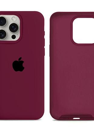 Чохол silicone case full size захисний для iphone 14 pro max з мікрофіброю всередині бордовий