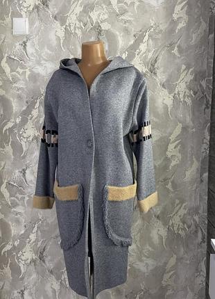 Жіночий кардиган, з капюшоном та заклепкою, новий, теплий, нарядний