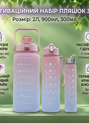 Бутылка для воды 3 в 1 bottle and264 розово-голубая комплект из 3 спортивных бутылок для воды