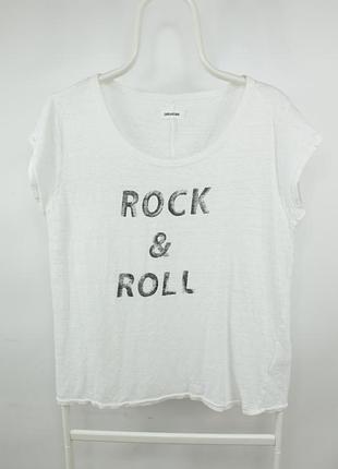 Лляна футболка zadig &amp; voltaire meryl rock &amp; roll white linen t-shirt