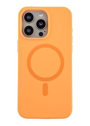 Чехол glow silicone case с magsafe для iphone 15 pro max защитный с микрофиброй внутри оранжевый