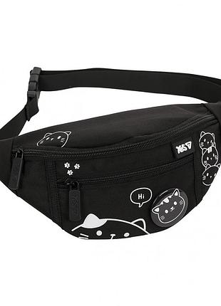 Сумка на пояс yes sp-36 black cat (550553) стильна дитяча бананка для дівчинки