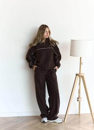 Флисовый женский костюм twins, размер l-xl, шоколадный
