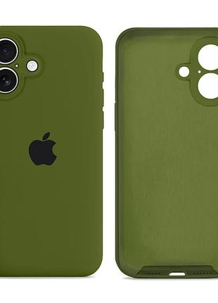 Чехол silicone case full size с рамкой для iphone 17 защита от повреждений с микрофиброй внутри army green
