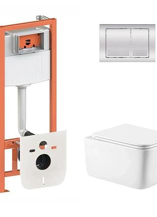 Готове рішення qtap для ванної кімнати: підвісний унітаз gemini ultra quiet 520 x 360 x 350 + комплект інсталяції nest 4 в 1