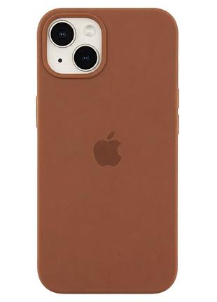 Чохол silicone case full size для iphone 14 з мікрофіброю всередині захист від ударів коричневий