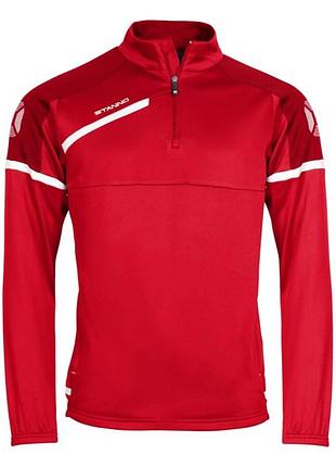 Чоловіча спортивна кофта stanno prestige half zip tts top у червоному кольорі з білими елементами.
