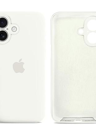 Чехол силиконовый silicone case full size с микрофиброй для iphone 16 защита от повреждений white