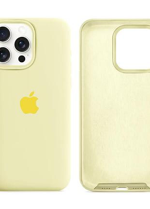 Чехол силиконовый silicone case full size для iphone 12 12 pro с микрофиброй внутри защитный кремовый yellow