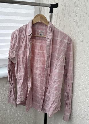 Рожева сорочка gap у клітинку — жіночий oversize s–m