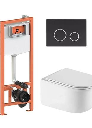 Готовое решение qtap для ванной комнаты: подвесной унитаз taurus ultra quiet 485 x 360 x 350 + комплект инсталляции nest 4 в 1