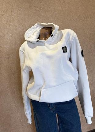 Стильне біле худі stone island у крутому оверсайз крої!