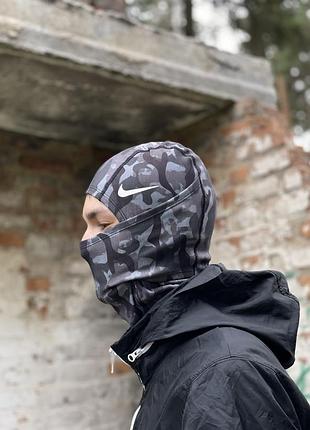 Балаклава nike pro hood (therma-fit / hyperwarm) сірий камуфляж