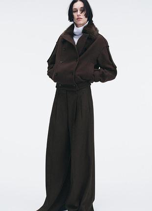 Теплые брюки wide leg с защелками zara