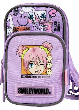 Дитяча сумка через плече для дівчаток фіолетова yes smiley world anime сумочка 550569 сумочки дитячі сумки для дівчинки