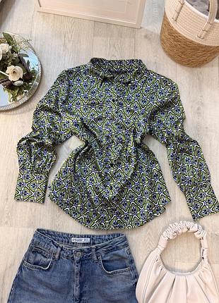 Сорочка в принт zara , шикарна , атласна , розмір m