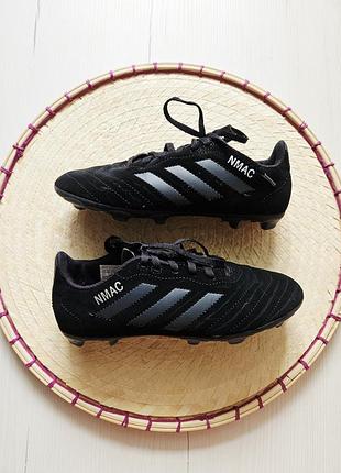 Бутсы футбольные для мальчика adidas (оригинал) размер 35,5, черные шиповки для мальчика, велюр