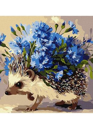 Картина за номерами "їжак та квіти" ©art_selena_ua kho6892, 30х40 см