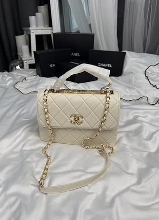 Chanel coco handle white with gold hardware 24 см