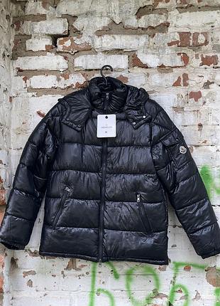 Пуховик moncler / puffer jacket (чорний глянець)