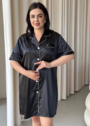Чорна шовкова сорочка plus size