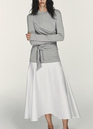 Серо-белое шикарное длинное платье zara