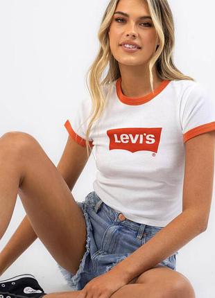 Топ жіночий levi’s  білий  graphic ringer mini tee