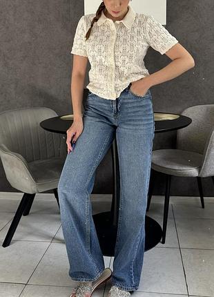 Базові прямі джинси wide leg розмір 34