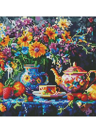 Алмазная мозаика «чайный натюрморт (на чёрном холсте 30x40)» dbs54208 30×40 см