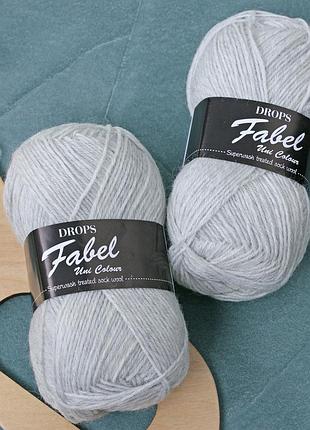 Носочная пряжа drops fabel - uni print, 114 light pearl grey