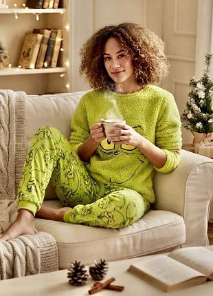 Тепла плюшева піжама домашній костюм модель унісекс грінч the grinch dr. seuss primark (іспанія)