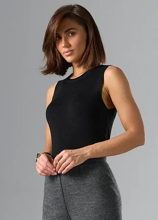 Черный топ майка mango в рубчик вискоза l xl