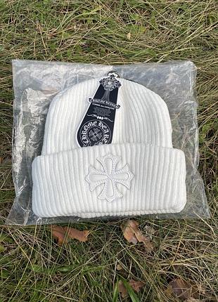 Шапка chrome hearts | шапка хром хартс біла | зимова шапка