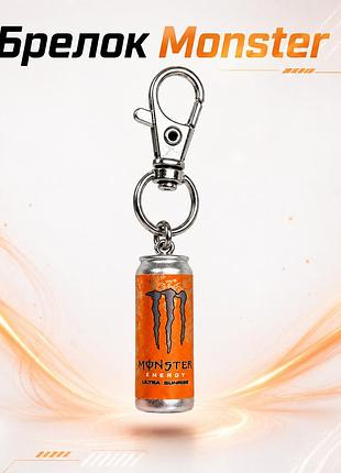 Брелок monster energy ultra sunrise оранжевый, мини банка энергетика, брелок энергетик монстер